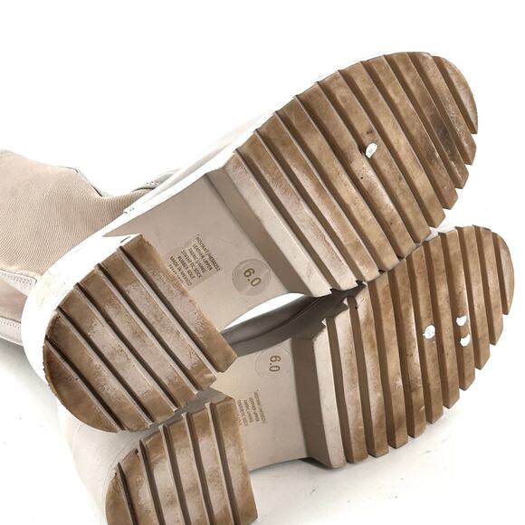 Steve Madden Hesitant Lug Mid Calf Boot 6 Bone Leather White Cream Chelsea - Picture 6 of 10